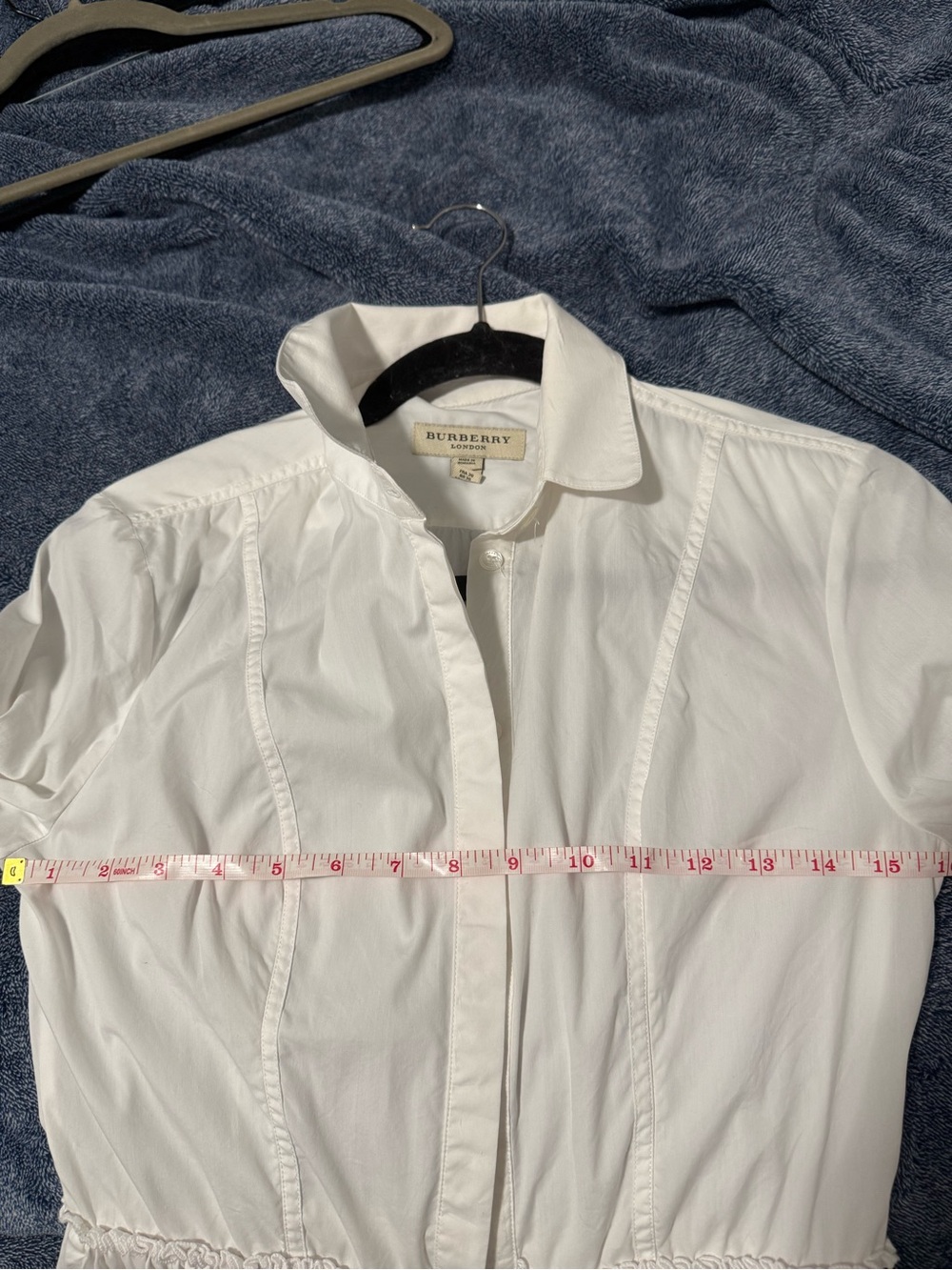 Burberry London cotton blend blouse w/gathered waist and ruffle hem, sz4, EUC - Picture 10 of 10